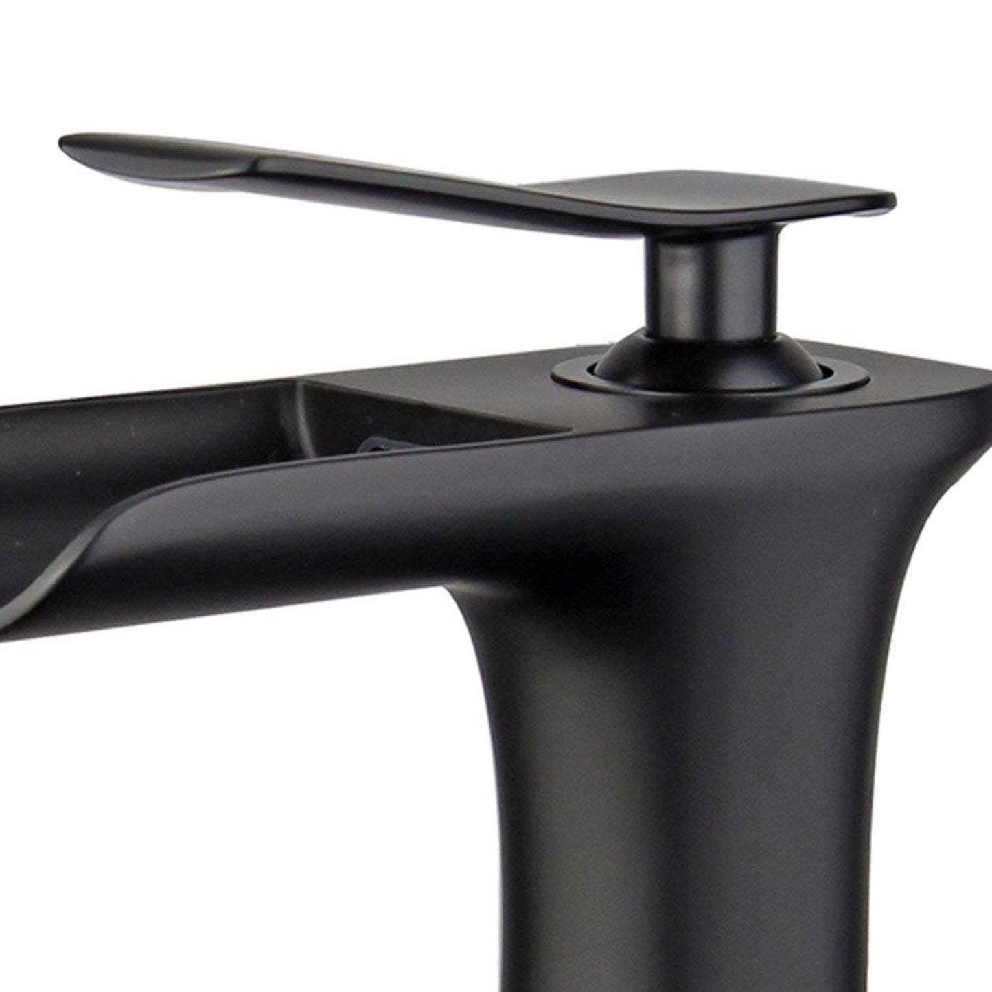 Logrono Single Handle Bathroom Vanity Faucet in Black Finish with Overflow