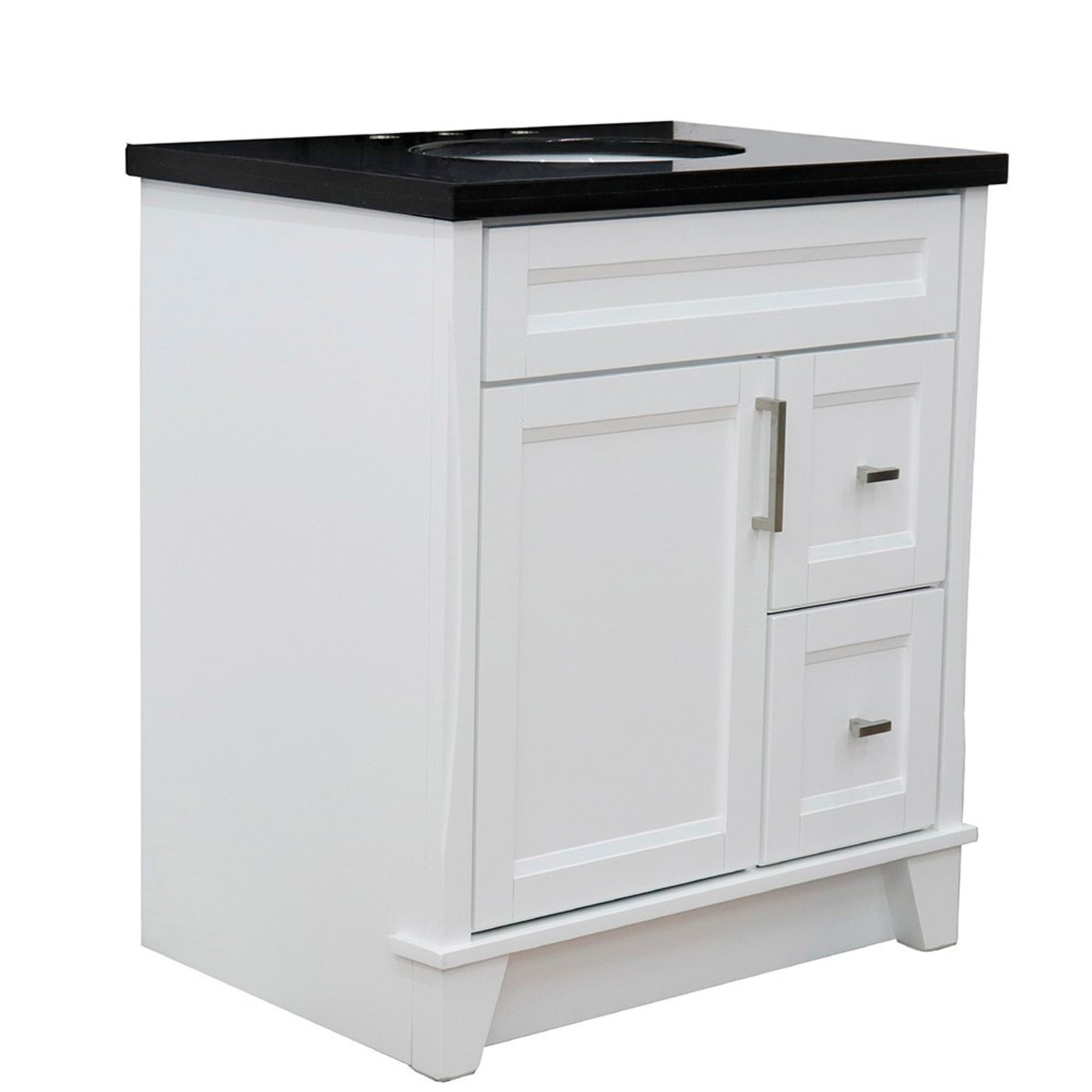 31 in. Single Sink Vanity in White Finish with Black Galaxy Granite with Oval Sink