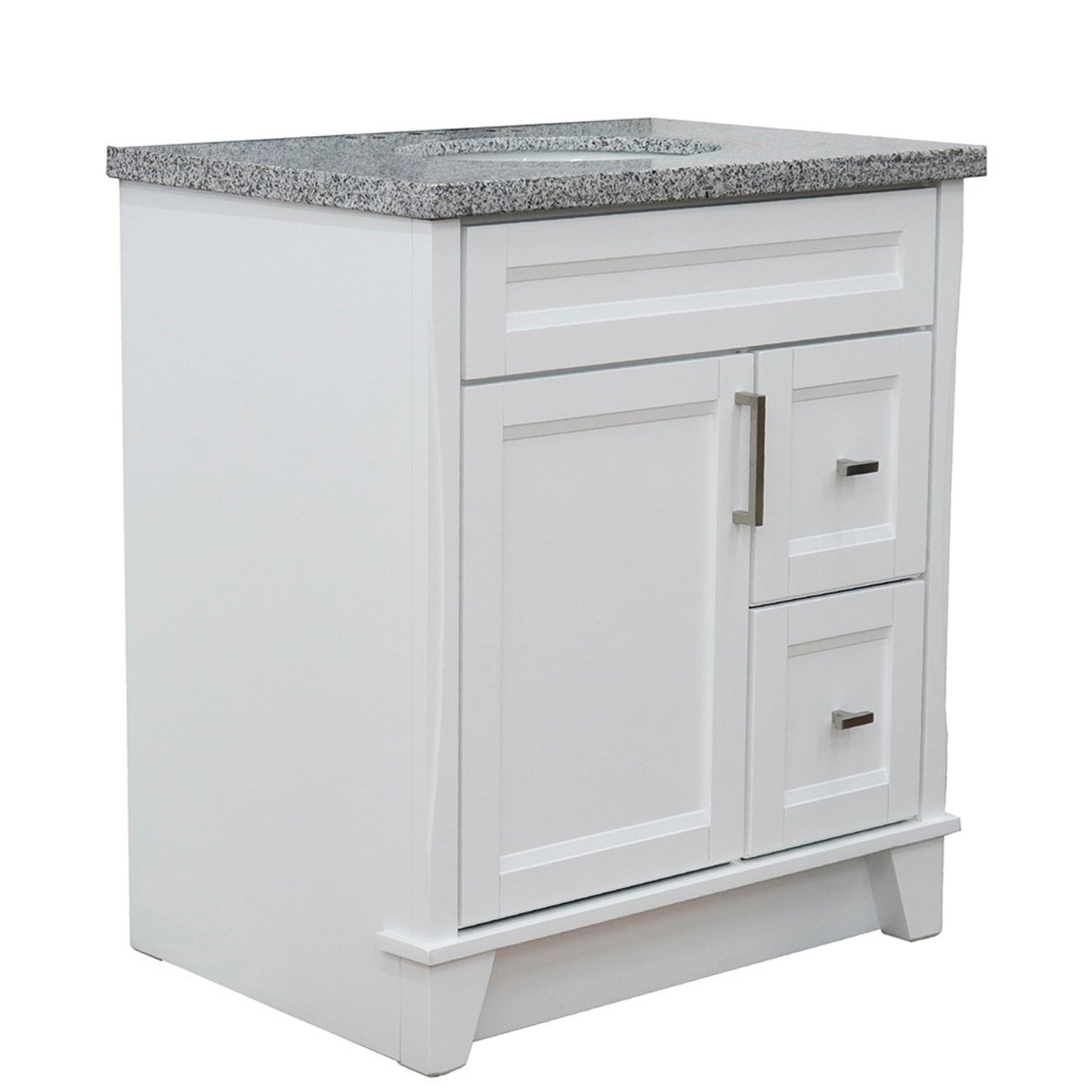 31 in. Single Sink Vanity in White Finish with Gray Granite with Oval Sink