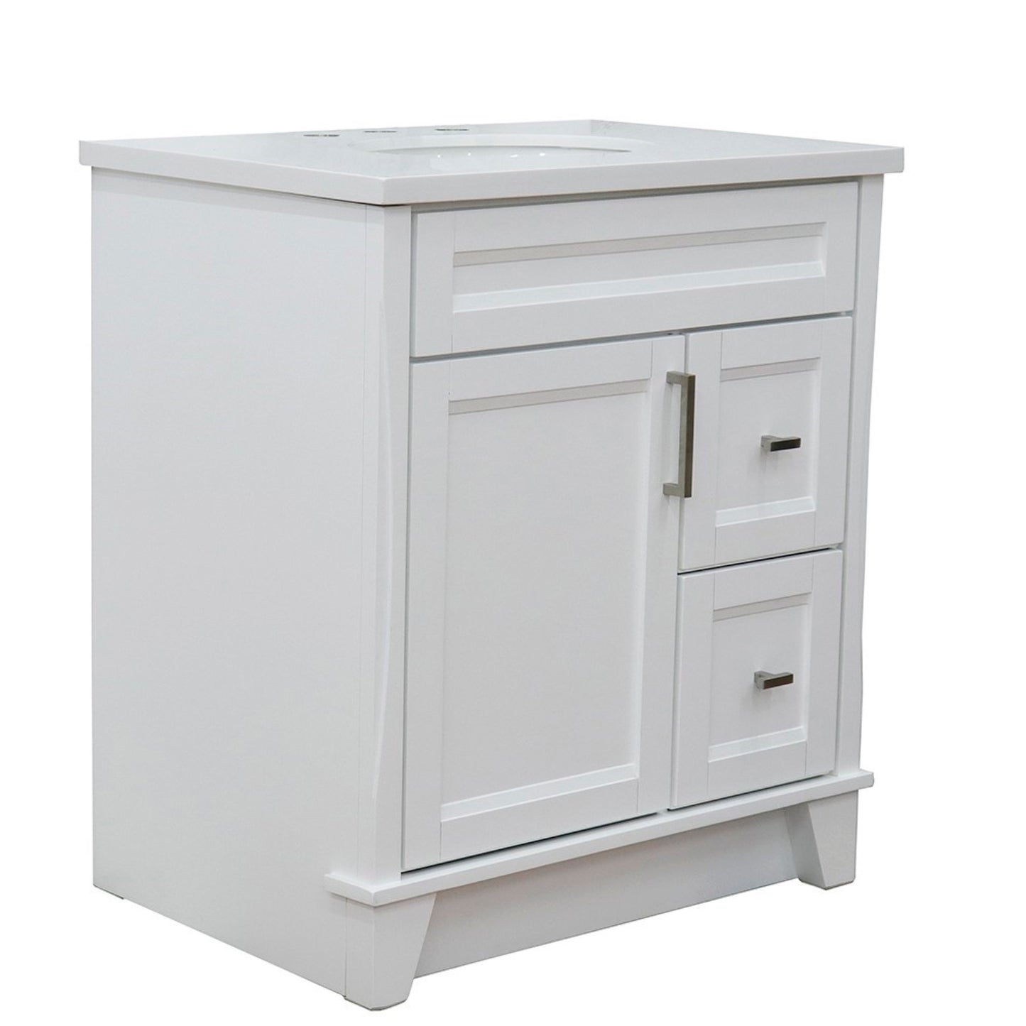 31 in. Single Sink Vanity in White Finish with White Quartz with Oval Sink