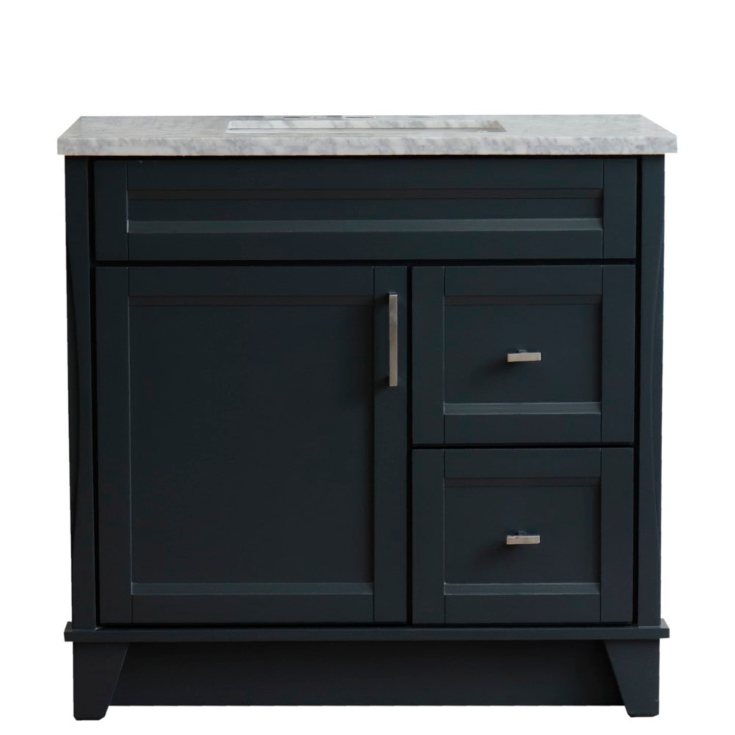 Terni 37 in. Single Vanity in Dark Gray Finish with White Carrara and Rectangle Sink- Left Door/Center Sink