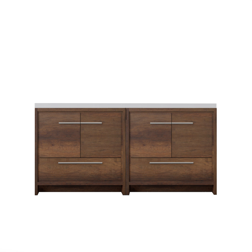 Sortino 72 Inch Double Modern Bathroom Vanity, Rosewood