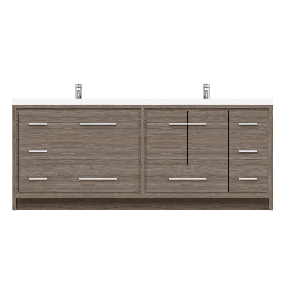 Sortino 84 Inch Double Modern Bathroom Vanity, Gray