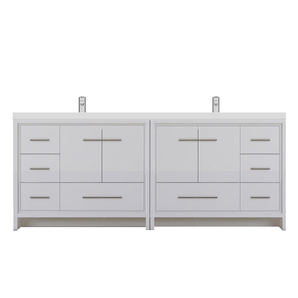 Sortino 84 Inch Double Modern Bathroom Vanity, White