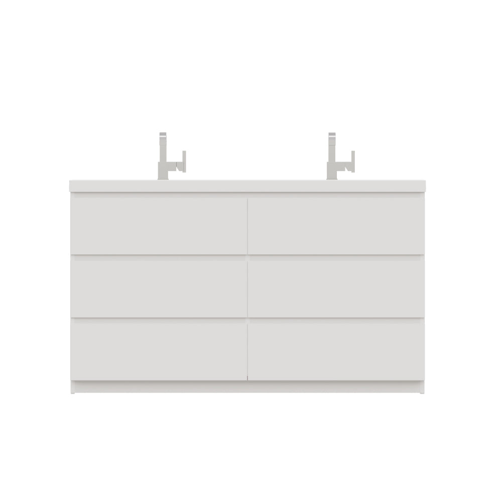 Paterno 60 inch Double Bathroom Vanity, White