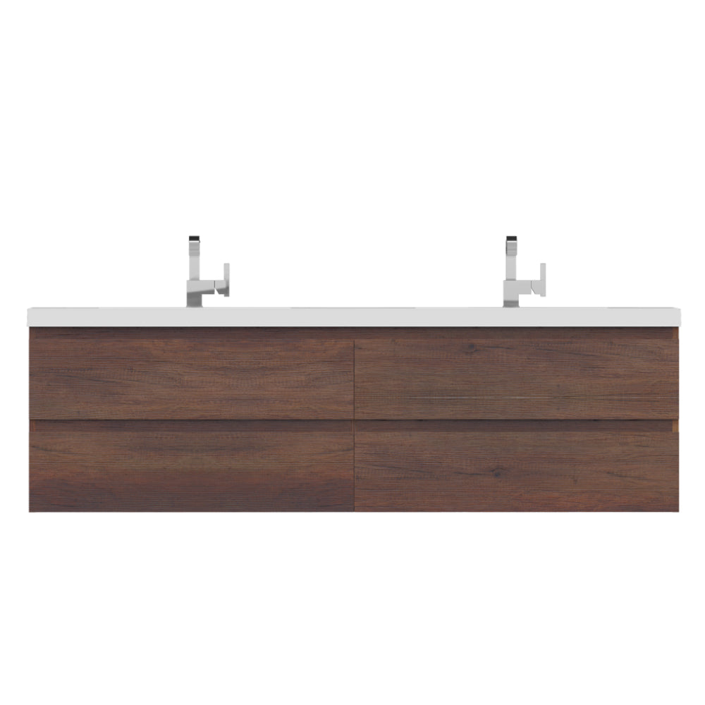Paterno 72 inch Double Wall Mounted Bathroom Vanity, Rosewood