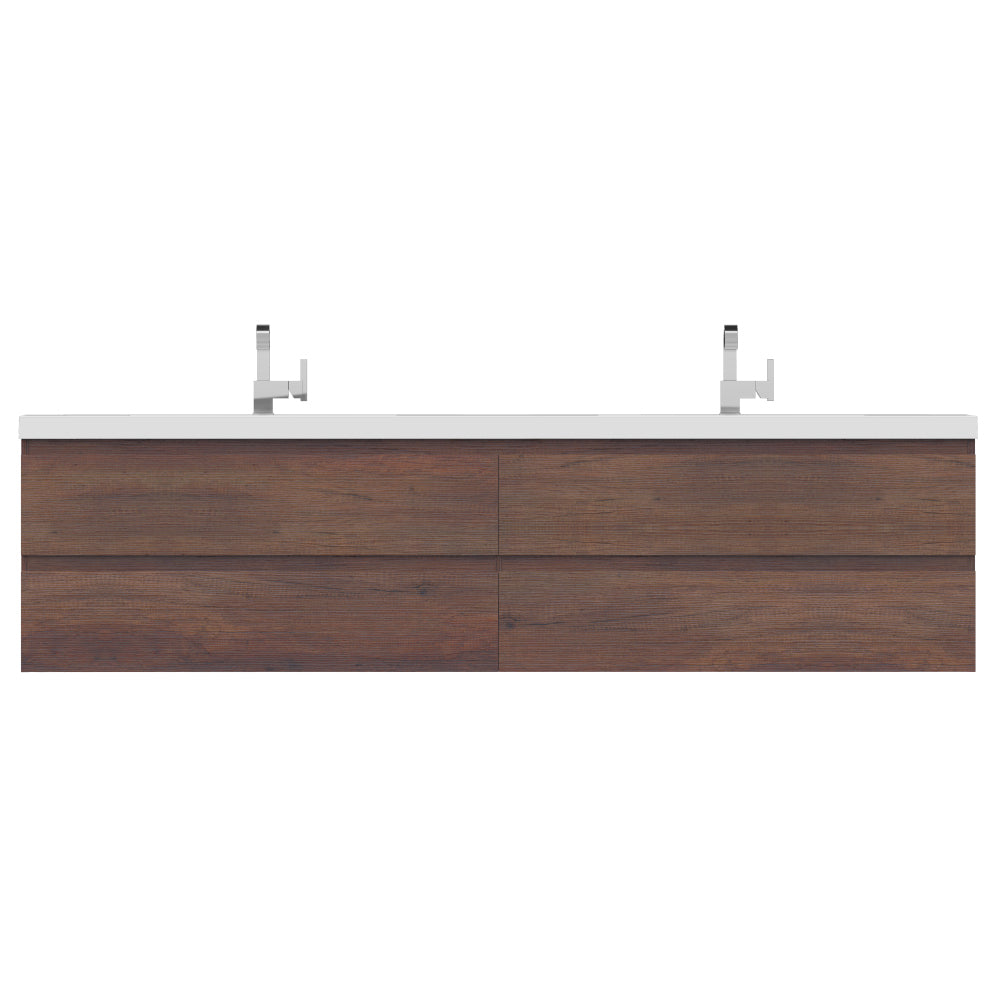 Paterno 84 inch Wall Mounted Double Bathroom Vanity, Rosewood