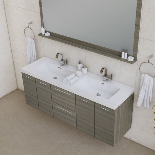 Ripley 60 inch Wall Mount Double Modern Bathroom Vanity Gray