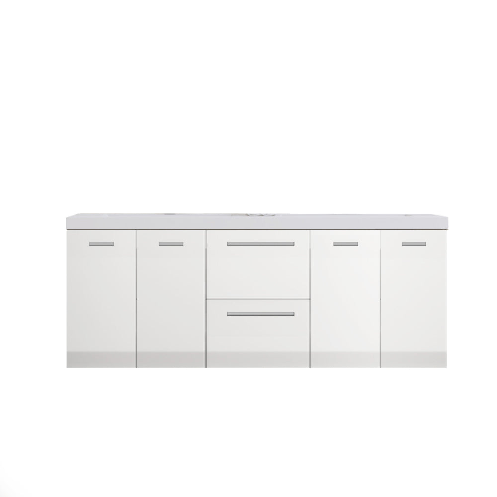 Ripley 60 inch Wall Mount Double Modern Bathroom Vanity White