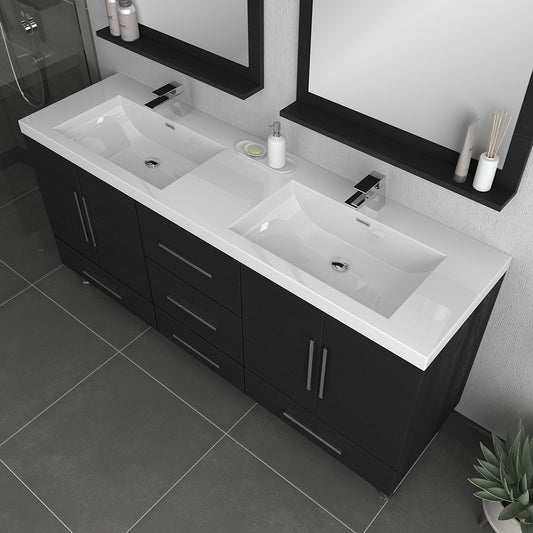 Ripley 72 inch Double Bathroom Vanity Black