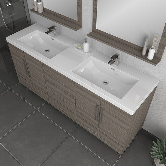 Ripley 72 inch Double Bathroom Vanity Gray