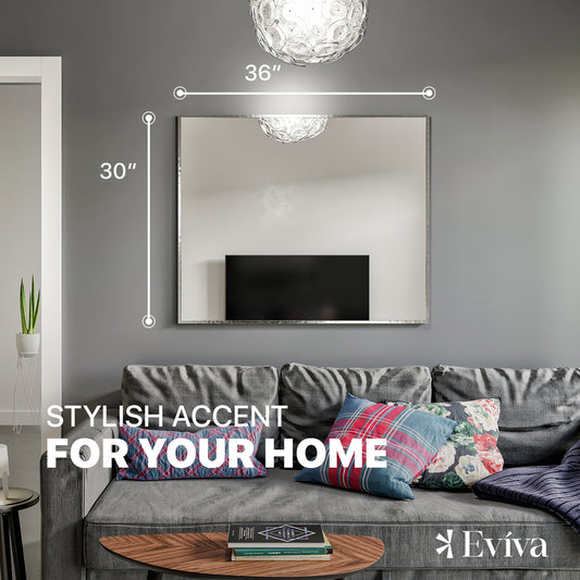 Eviva Sax 36 in. Polished Chrome Framed Bathroom Wall Mirror