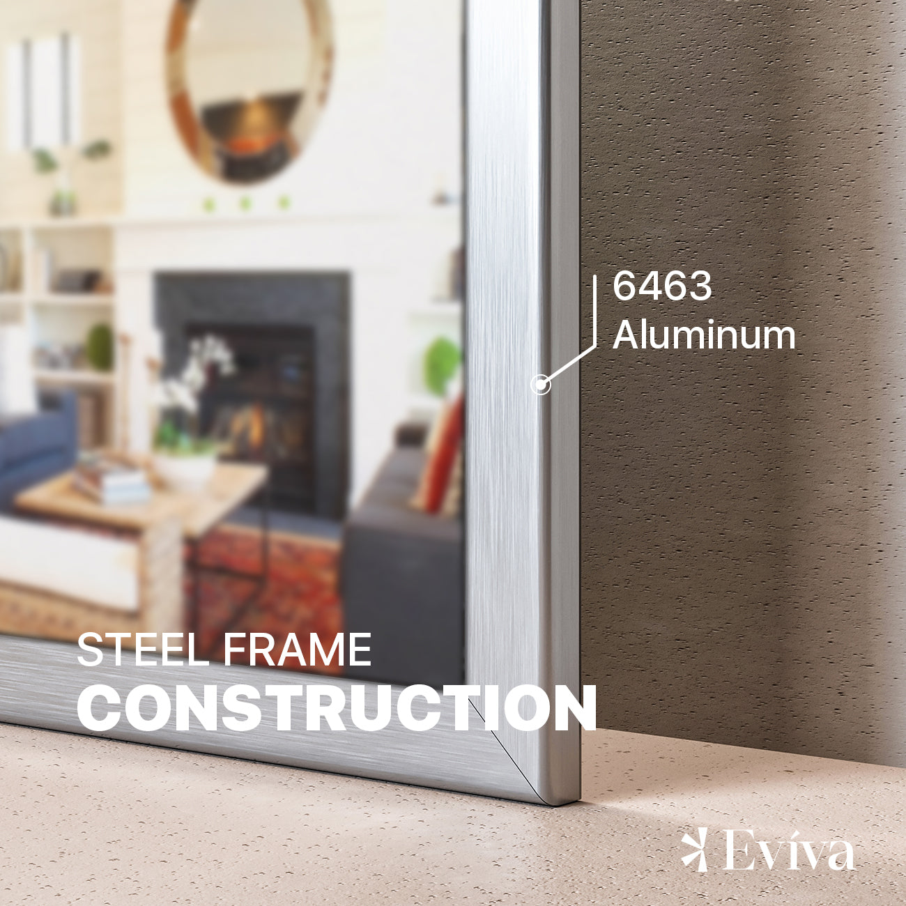 Eviva Sax 36"W x 30"H Rectangular Mirror with Brushed Nickel Aluminum Frame