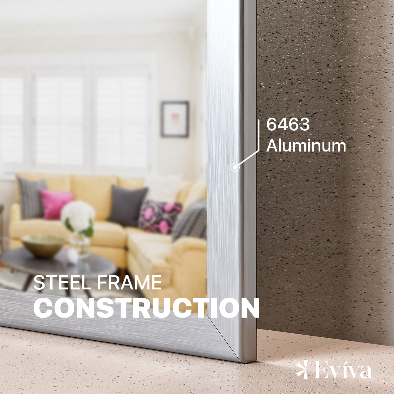 Sax 48"W x 30"H Rectangular Mirror with Brushed Nickel Aluminum Frame