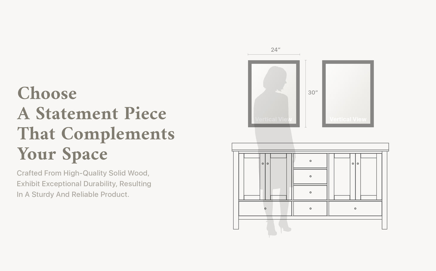 Aberdeen 24"W x 30"H Rectangular Mirror with White Wooden Frame