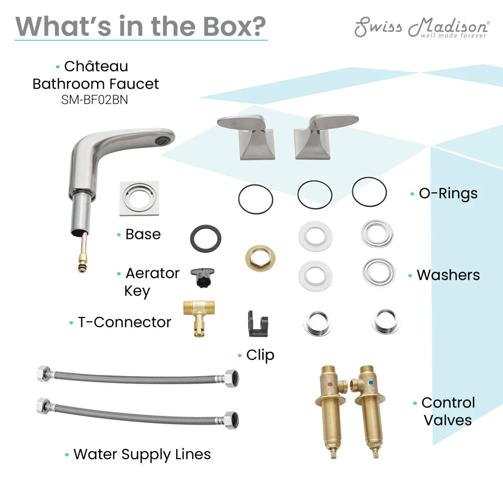 Chateau 8 in. Widespread, 2-Handle, Bathroom Faucet in Brushed Nickel