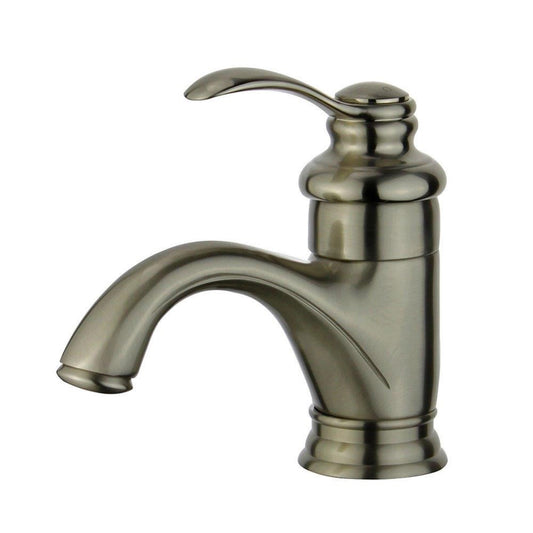 Barcelona Single Hole Single Handle Bathroom Faucet with Overflow Drain in Brushed Nickel