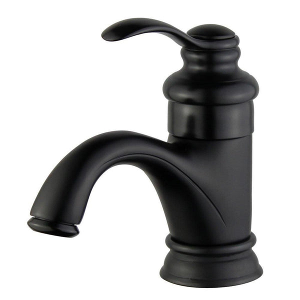 Barcelona Single Handle Bathroom Vanity Faucet in Black Finish with Overflow