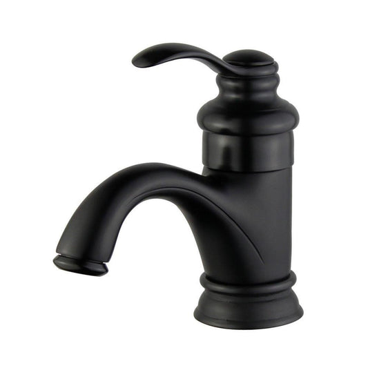 Barcelona Single Handle Bathroom Vanity Faucet in Black Finish with Overflow