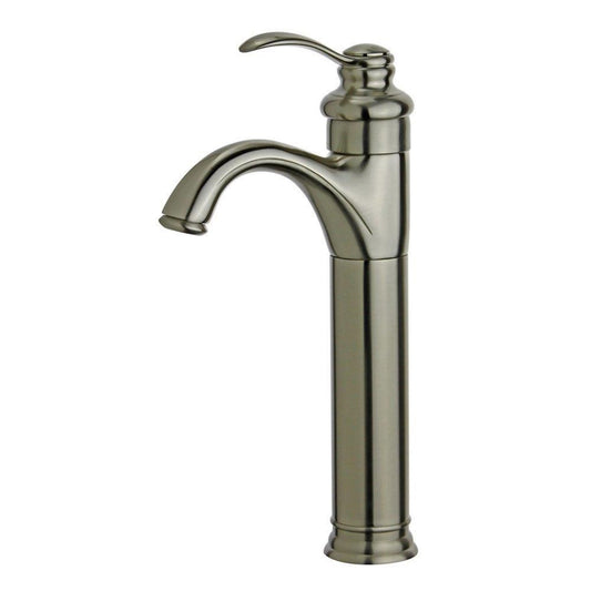 Madrid Single Hole Single Handle Bathroom Faucet in Brushed Nickel with Overflow Drain in with Overflow