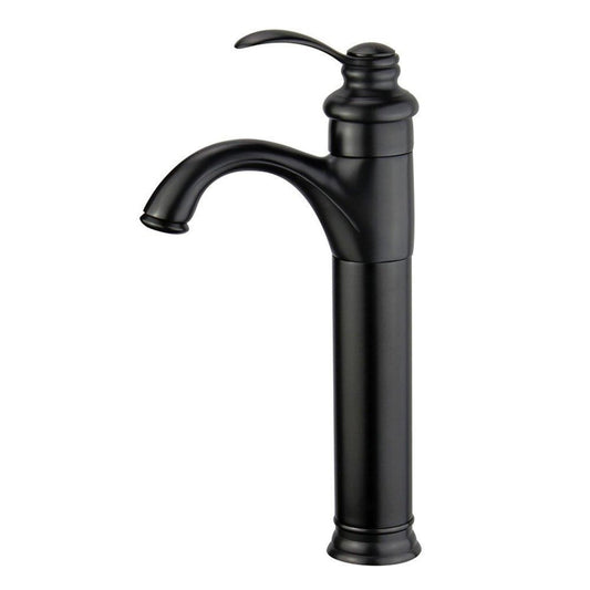 Madrid Single Handle Bathroom Vanity Faucet in Black Finish with Overflow