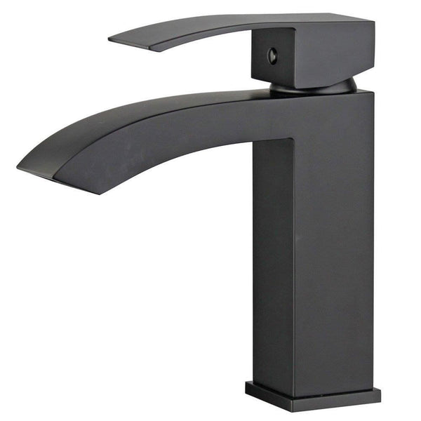 Cordoba Single Handle Bathroom Vanity Faucet in Black Finish with Overflow