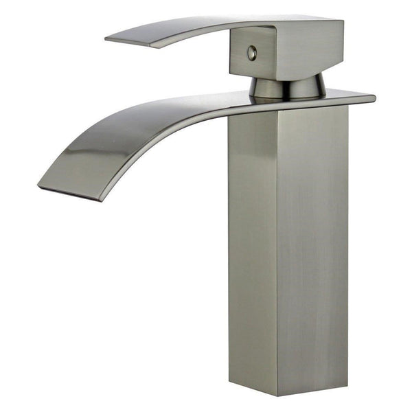 Santiago Single Handle Bathroom Vanity Faucet in Brushed Nickel Finish with Overflow