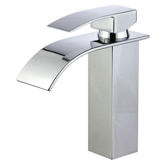 Santiago Single Handle Bathroom Vanity Faucet in Polished Chrome Finish with Overflow