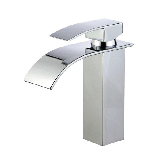 Santiago Single Handle Bathroom Vanity Faucet in Polished Chrome Finish with Overflow