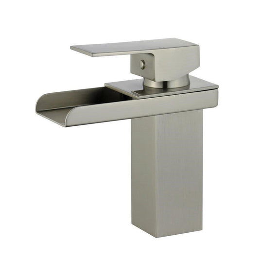 Pampalona Single Handle Bathroom Vanity Faucet in Brushed Nickel with Overflow