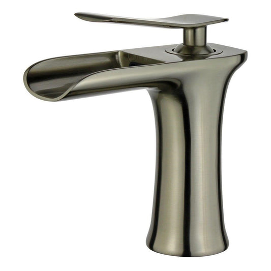 Logrono Single Handle Bathroom Vanity Faucet in Brushed Nickel Finish with Overflow