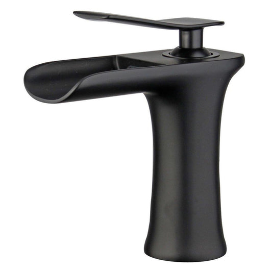 Logrono Single Handle Bathroom Vanity Faucet in Black Finish with Overflow