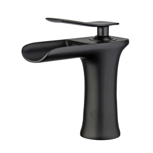 Logrono Single Handle Bathroom Vanity Faucet in Black Finish with Overflow