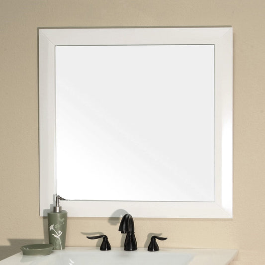 Solid Wood Frame Mirror-White