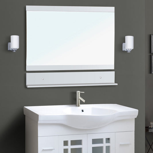 40" Solid Wood Frame Mirror with White Finish