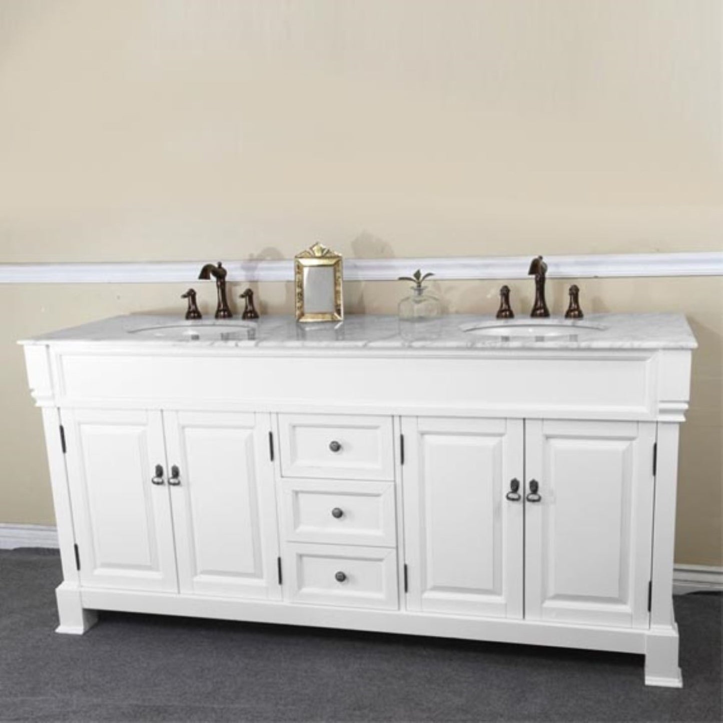 72 in Double Sink Vanity-Wood-White