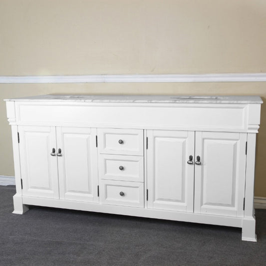 72 in Double Sink Vanity-Wood-White