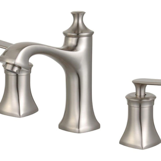 Brushed Nickel Widespread Bathroom Faucet with Drain Assembly