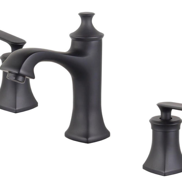 Aversa Double Handle Matte Black Widespread Bathroom Faucet with Drain Assembly