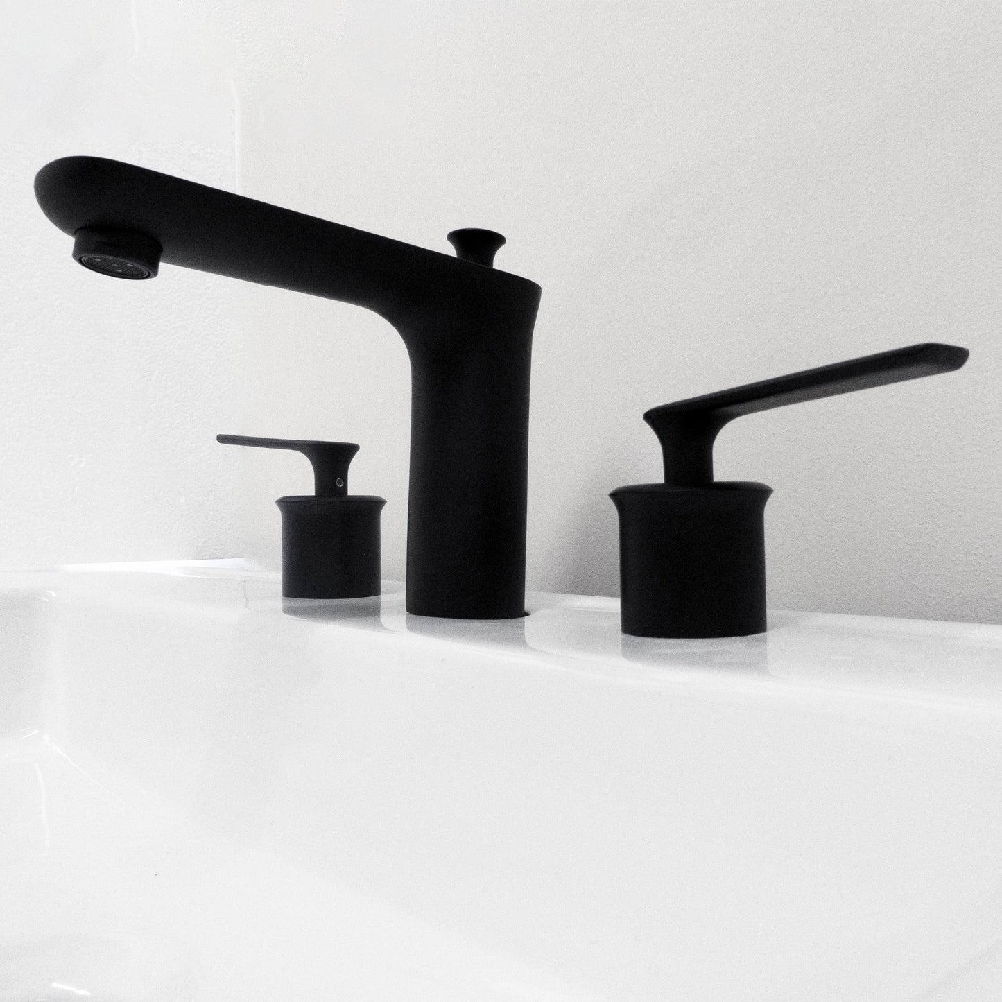 Modica Double Handle Matte Black Widespread Bathroom Faucet with Drain Assembly