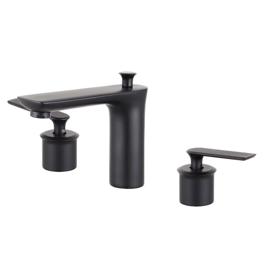 Modica Double Handle Matte Black Widespread Bathroom Faucet with Drain Assembly