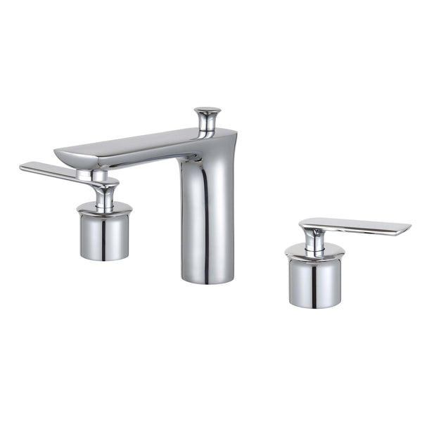 Modica Double Handle Polished Chrome Widespread Bathroom Faucet with Brass Drain