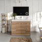 Eviva Lugano 42" Natural Oak Modern Bathroom Vanity w/ White Integrated Top