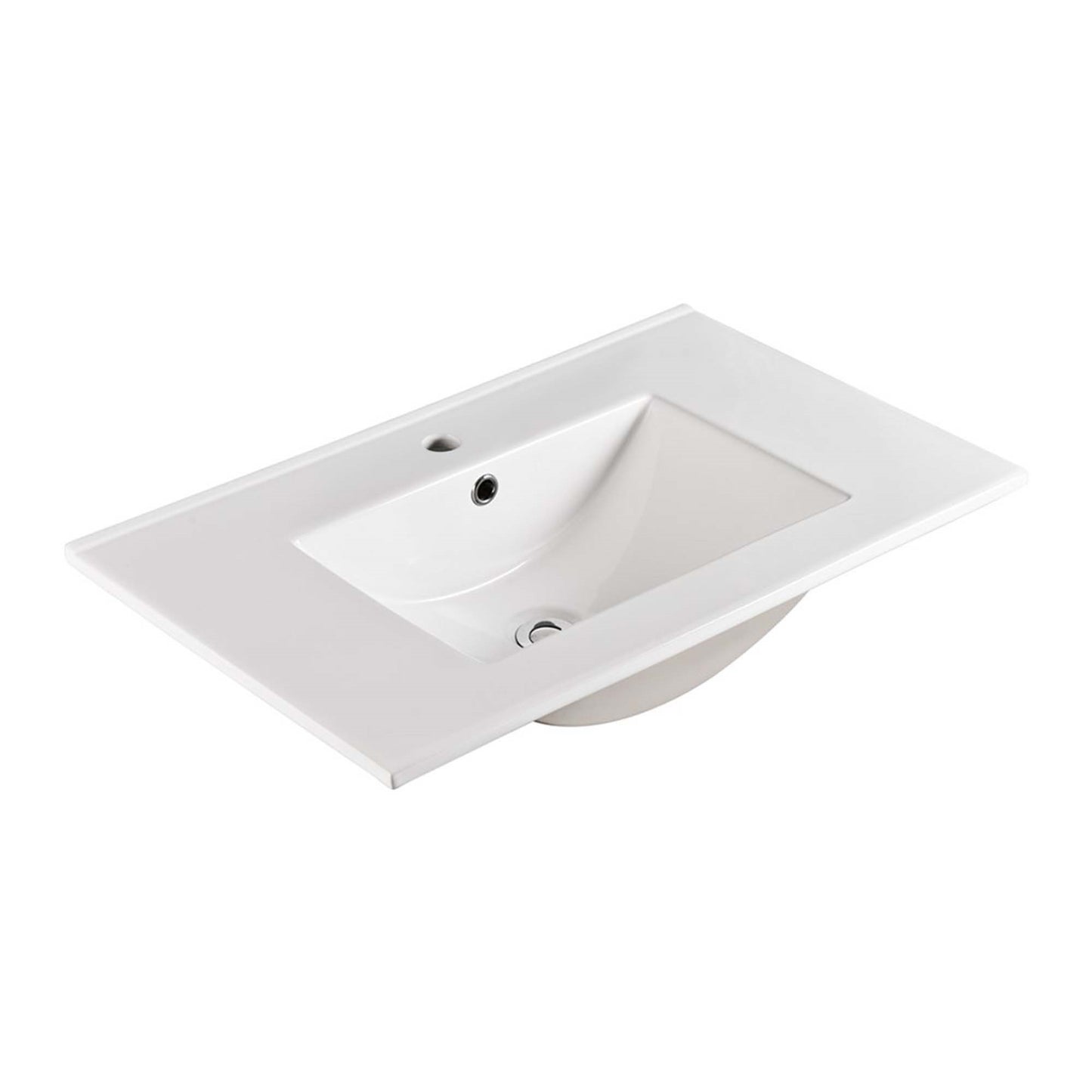 30 in. Single Sink Ceramic Top, Single Hole