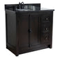 37 in. Single Vanity in Brown Ash Finish with Black Galaxy Top and Oval Sink - Left Doors/Left Sink, Plantation Collection