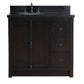 37 in. Single Vanity in Brown Ash Finish with Black Galaxy Top and Oval Sink - Left Doors/Left Sink, Plantation Collection