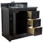 37 in. Single Vanity in Brown Ash Finish with Black Galaxy Top and Oval Sink - Left Doors/Left Sink, Plantation Collection