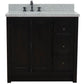 37 in. Single Vanity in Brown Ash Finish with Gray Granite Top and Oval Sink - Left Doors/Left Sink, Plantation Collection