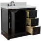 37 in. Single Vanity in Brown Ash Finish with Gray Granite Top and Oval Sink - Left Doors/Left Sink, Plantation Collection