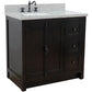 37 in. Single Vanity in Brown Ash Finish with Gray Granite Top and Rectangle Sink - Left Doors/Left Sink, Plantation Collection